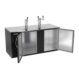 Beverage Air DD68HC-B 68" two solid doors beer dispenser, with the doors open showing the interior