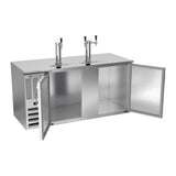 Beverage Air DD68HC-S 68" two solid doors beer dispenser, with the doors open showing the interior