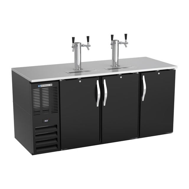 Beverage Air DD72HC-B 72" three solid doors beer dispenser, front view, doors closed