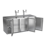 Beverage Air DD72HC-S 72" three solid doors beer dispenser, with the doors open showing the interior