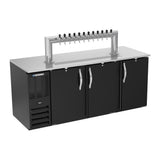 Beverage Air DD78HC-B-12T 78" three solid doors beer dispenser, front view, doors closed