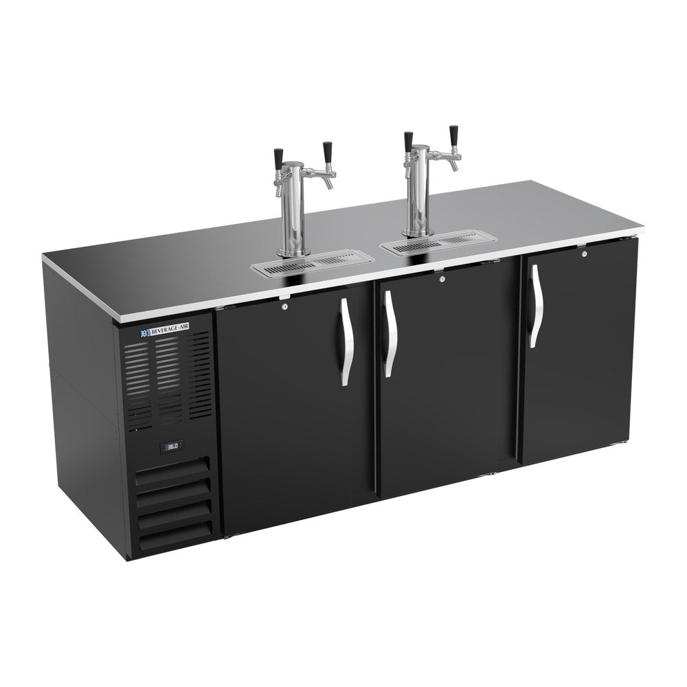 Beverage Air DD78HC-B 78" three solid doors beer dispenser, front view, doors closed