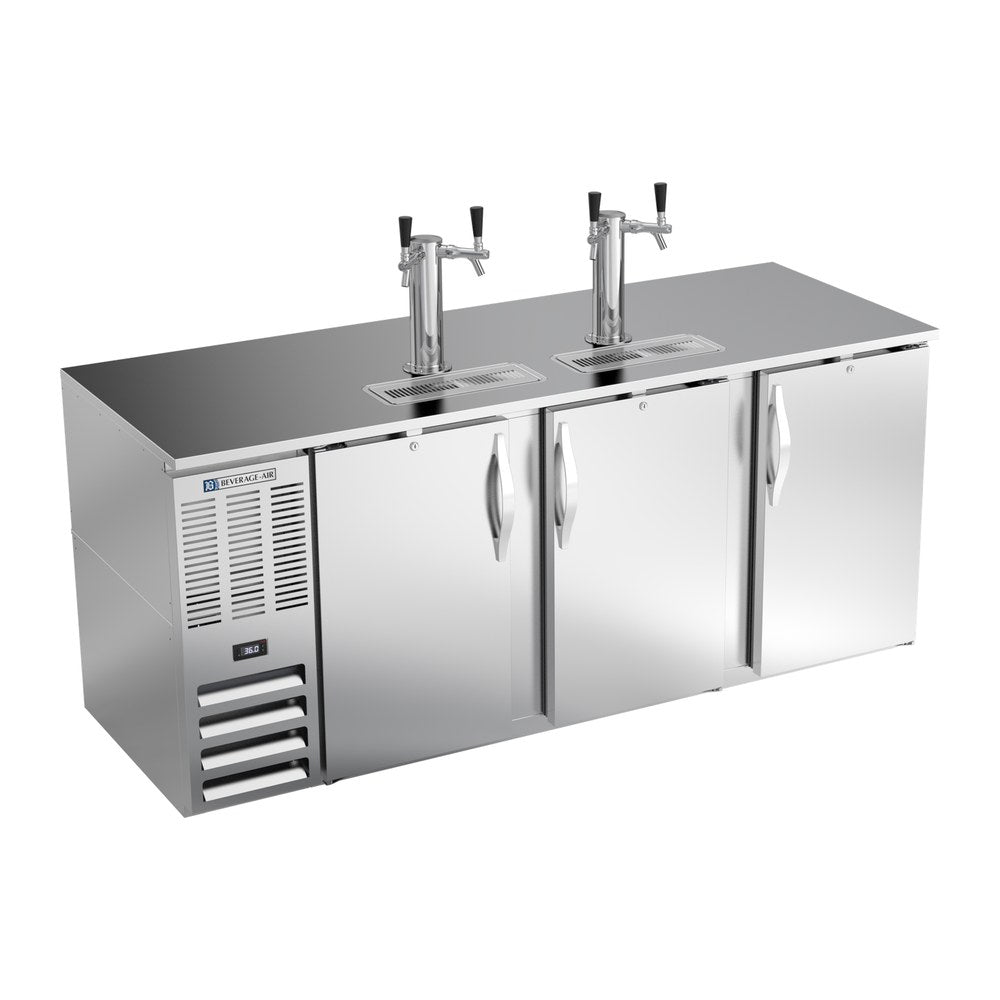 Beverage Air DD78HC-S 78" three solid doors beer dispenser, front view, doors closed