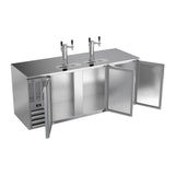 Beverage Air DD78HC-S 78" three solid doors beer dispenser, with the doors open showing the interior
