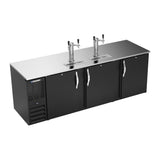 Beverage Air DD94HC-B 94" three solid doors beer dispenser, front view, doors closed