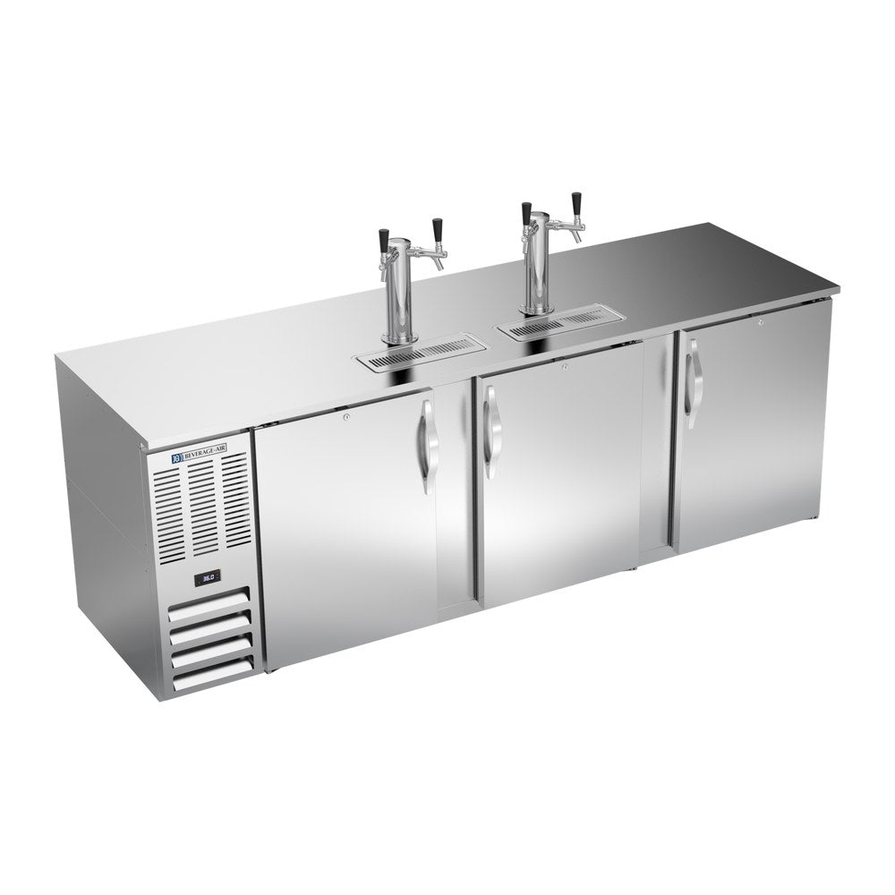 Beverage Air DD94HC-S 94" three solid doors beer dispenser, front view, doors closed
