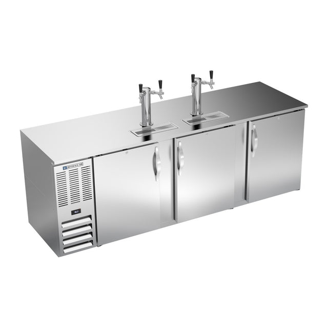 Beverage Air DD94HC-S 94" three solid doors beer dispenser, front view, doors closed