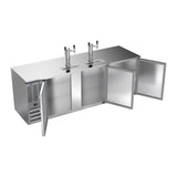 Beverage Air DD94HC-S 94" three solid doors beer dispenser, with the doors open showing the interior