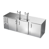 Beverage Air DD94HC-S 94" three solid doors beer dispenser, side angle view, doors closed