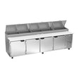 Beverage Air DP119HC 119" four doors pizza prep table, front view, doors closed