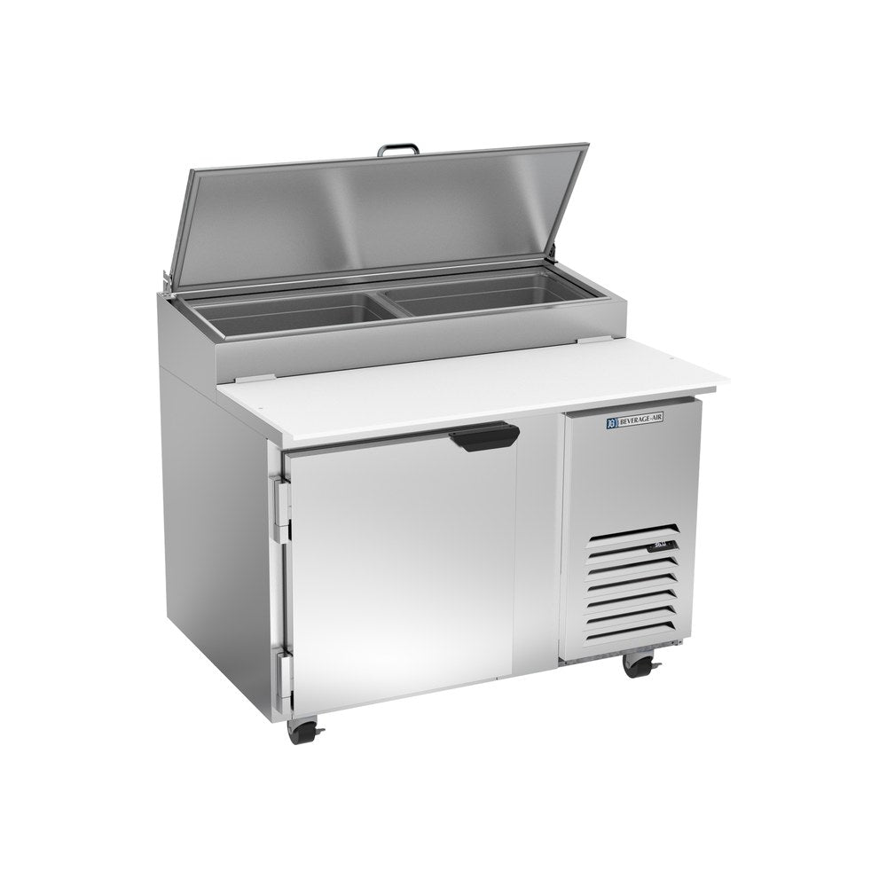Beverage Air DP46HC 46" one door pizza prep table, front view, door closed
