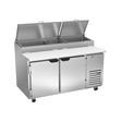 Beverage Air DP60HC 60" two doors pizza prep table, front view, doors closed