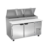 Beverage Air DP60HC 60" two doors pizza prep table, front view, doors closed