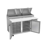 Beverage Air DP60HC 60" two doors pizza prep table, with the doors open showing the interior