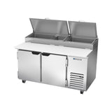 Beverage Air DP60HC 60" two doors pizza prep table, side angle view, doors closed