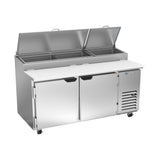 Beverage Air DP67HC 67" two doors pizza prep table, front view, doors closed
