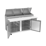 Beverage Air DP67HC 67" two doors pizza prep table, with the doors open showing the interior