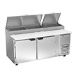 Beverage Air DP72HC 72" two doors pizza prep table, front view, doors closed