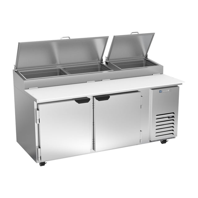 Beverage Air DP72HC 72" two doors pizza prep table, front view, doors closed