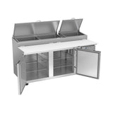 Beverage Air DP72HC 72" two doors pizza prep table, with the doors open showing the interior