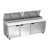 Beverage Air DP93HC 93" three doors pizza prep table, front view, doors closed