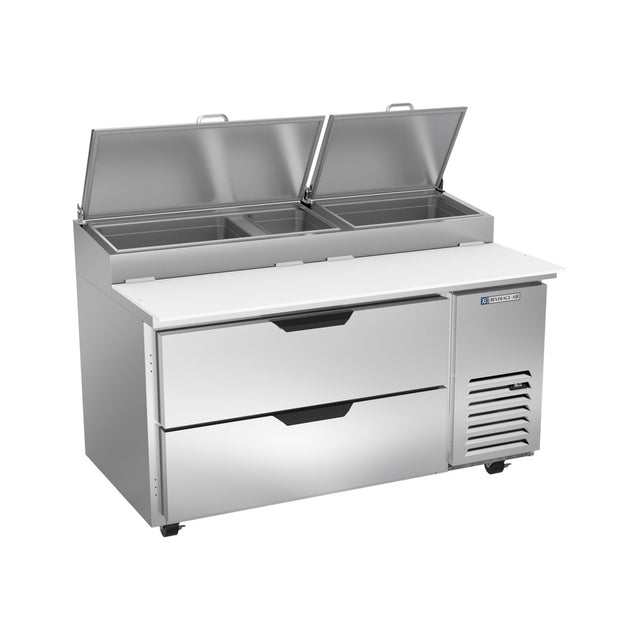 Beverage Air DPD60HC-2 60" two drawers pizza prep table, front view, door closed