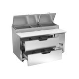 Beverage Air DPD60HC-2 60" two drawers pizza prep table, with the door open showing the interior