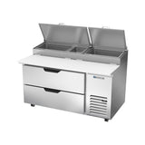 Beverage Air DPD60HC-2 60" two drawers pizza prep table, side angle view, door closed
