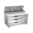 Beverage Air DPD60HC-3 60" three drawers pizza prep table, front view, door closed