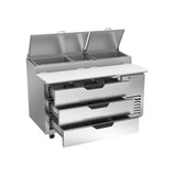 Beverage Air DPD60HC-3 60" three drawers pizza prep table, with the door open showing the interior