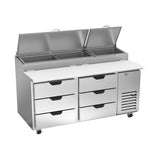 Beverage Air DPD67HC-6 67" six drawers pizza prep table, front view, door closed