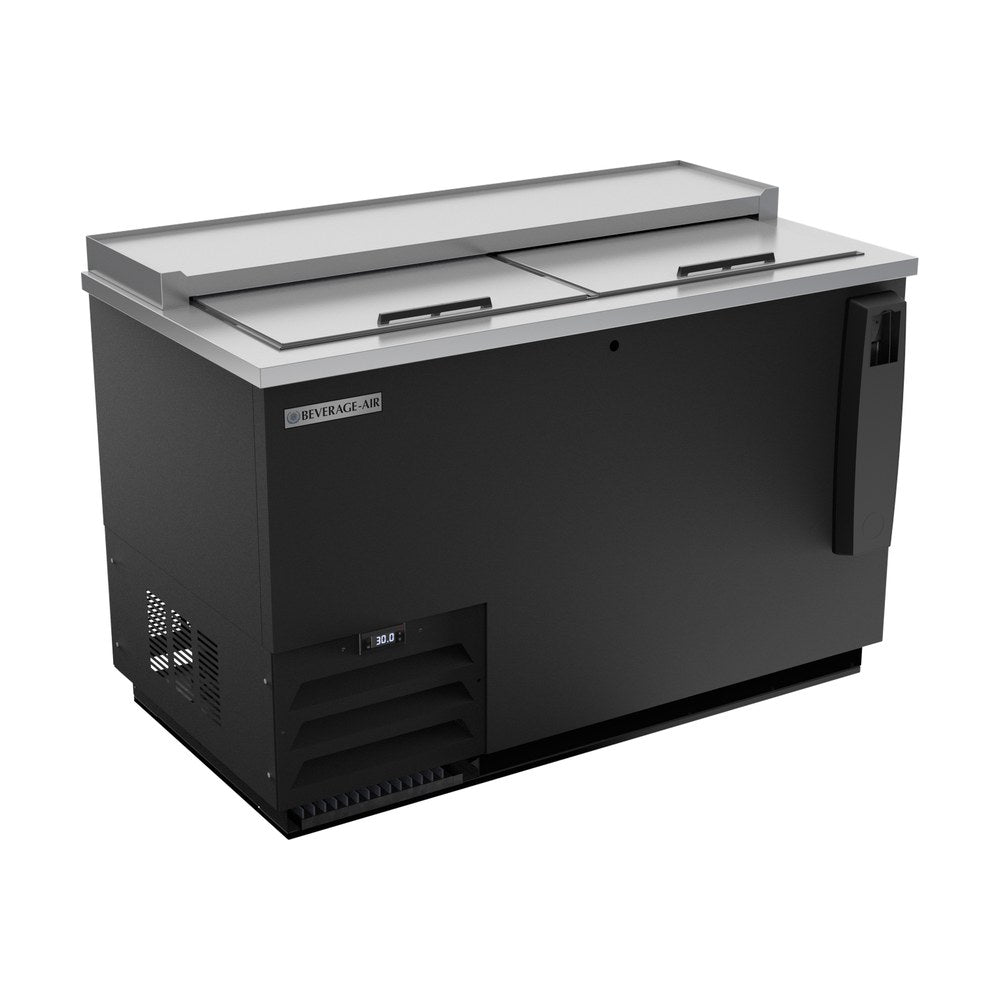 Beverage Air DW49HC-B-29 50" bottle cooler, front view, lids closed