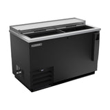 Beverage Air DW49HC-B 50" bottle cooler, with the lids open showing the interior