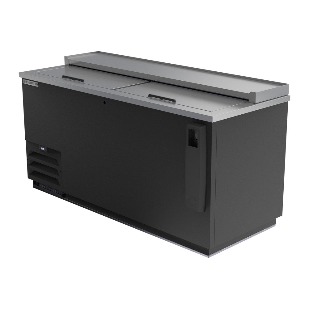 Beverage Air DW64HC-B-29 65" bottle cooler, side angle view, lids closed