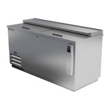 Beverage Air DW64HC-S-29 65" bottle cooler, side angle view, lids closed