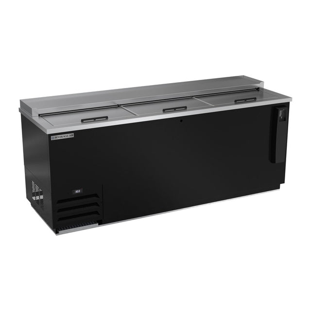 Beverage Air DW79HC-B-29 80" bottle cooler, front view, lids closed