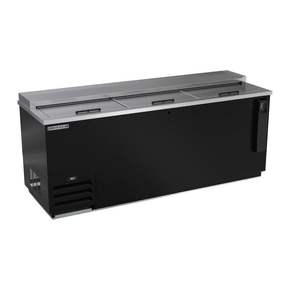 Beverage Air DW79HC-B 80" bottle cooler, front view, lids closed