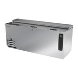 Beverage Air DW79HC-S-29 80" bottle cooler, side angle view, lids closed