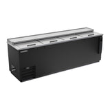 Beverage Air DW94HC-B-29 95" bottle cooler, front view, lids closed