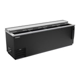 Beverage Air DW94HC-B-29 95" bottle cooler, with the lids open showing the interior