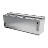 Beverage Air DW94HC-S 95" bottle cooler, side angle view, lids closed
