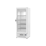 Beverage Air MMF12HC-1-W-IQ 24-1/8" one glass swing door merchandiser freezer, side angle view, door closed