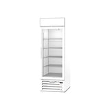Beverage Air MMF23HC-1-W 27-1/4" one glass swing door merchandiser freezer, side angle view, door closed