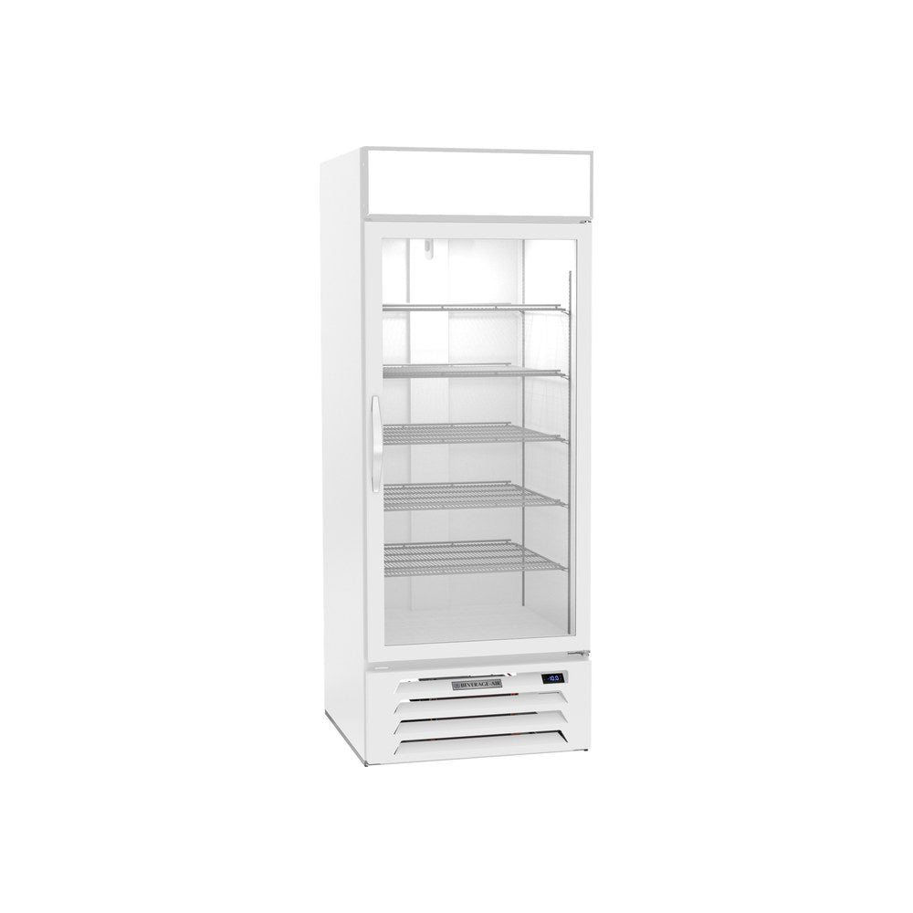 Beverage Air MMF27HC-1-W 30" one glass swing door merchandiser freezer, front view, door closed