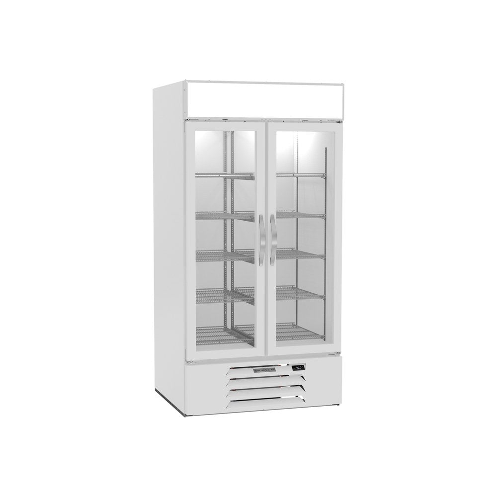 Beverage Air MMF35HC-1-W 39-1/2" two glass swing doors merchandiser freezer, front view, doors closed