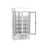 Beverage Air MMF35HC-1-W 39-1/2" two glass swing doors merchandiser freezer, with the doors open showing the interior