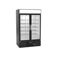 Beverage Air MMF44HC-1-B-IQ 47" two glass swing doors merchandiser freezer, front view, doors closed