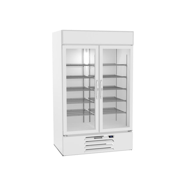 Beverage Air MMF44HC-1-W 47" two glass swing doors merchandiser freezer, front view, doors closed