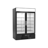 Beverage Air MMF49HC-1-B-IQ 52" two glass swing doors merchandiser freezer, front view, doors closed