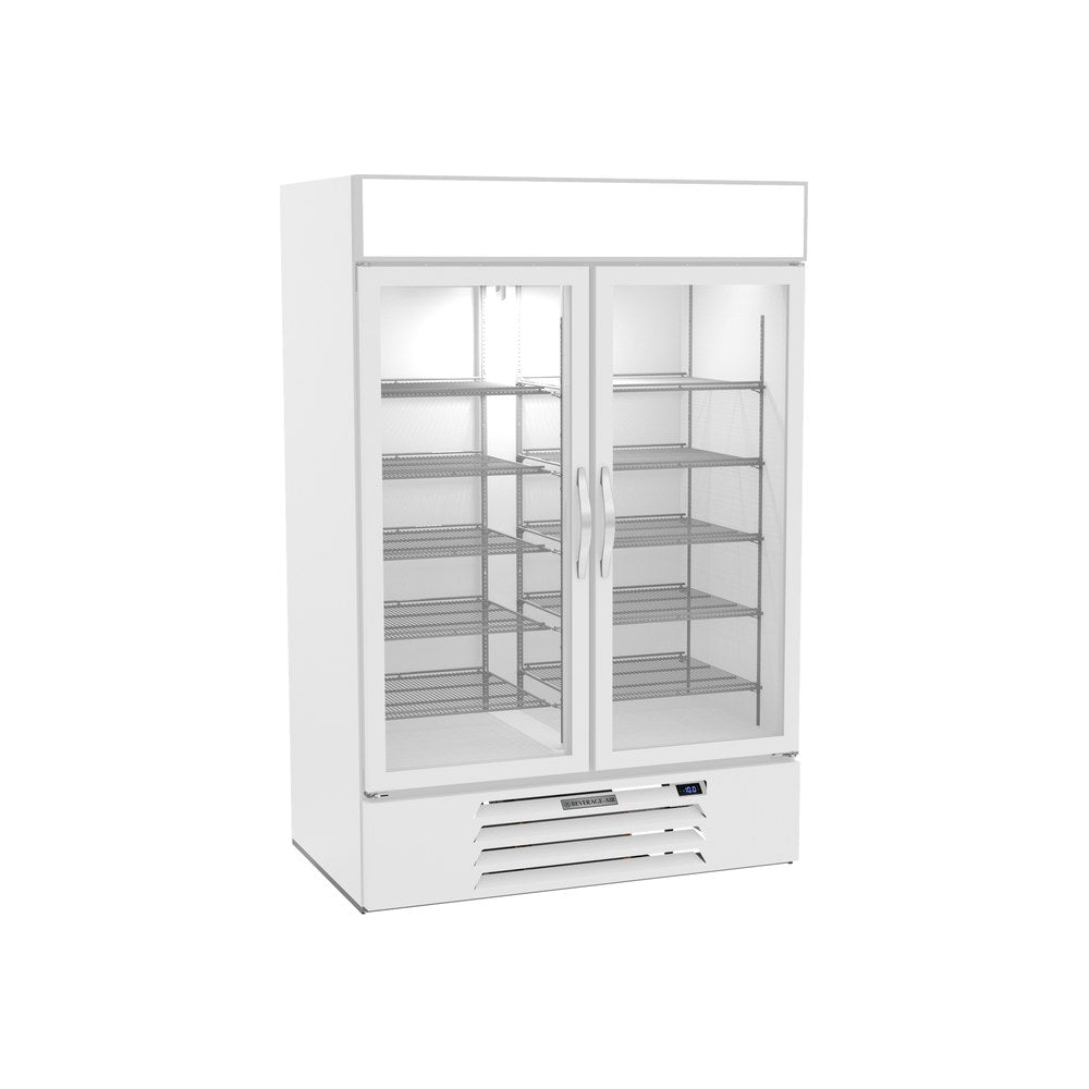 Beverage Air MMF49HC-1-W 52" two glass swing doors merchandiser freezer, front view, doors closed